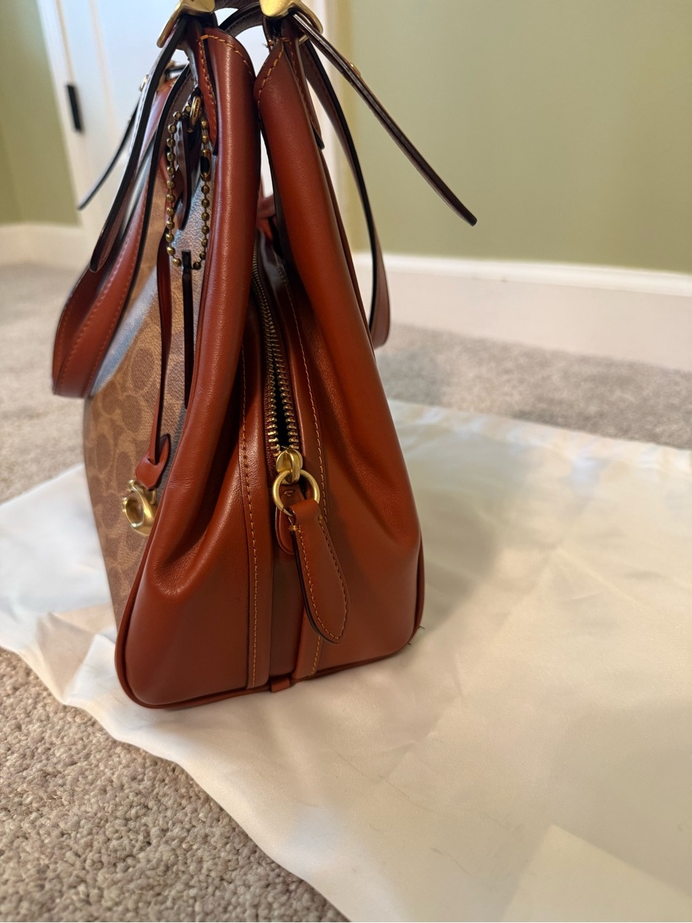 Coach Brown Signature Canvas Shoulder Hobo with Saddle Leather Trim - Picture 3 of 9